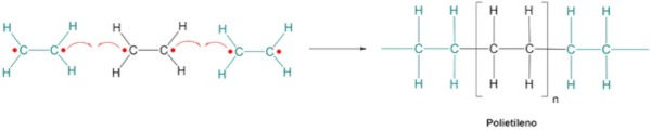 Cadeia carbônica formada em polimerização por adição.