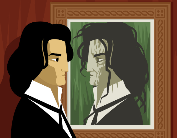 Representação da obra “O retrato de Dorian Gray”.