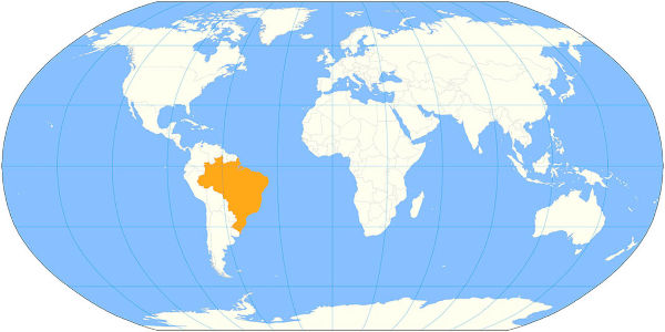 Mapa-múndi produzido através da projeção de Robinson.