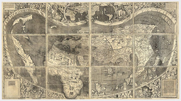 Mapa-múndi de Waldseemüller, o primeiro que registrou a América.