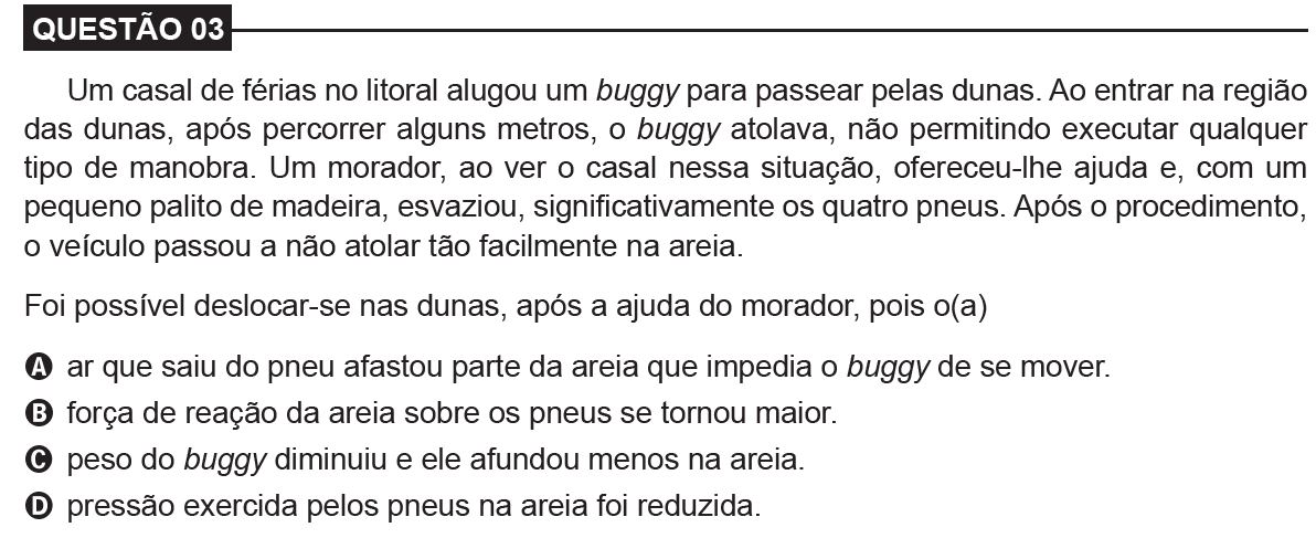Questão de Ciências da Natureza do Encceja 