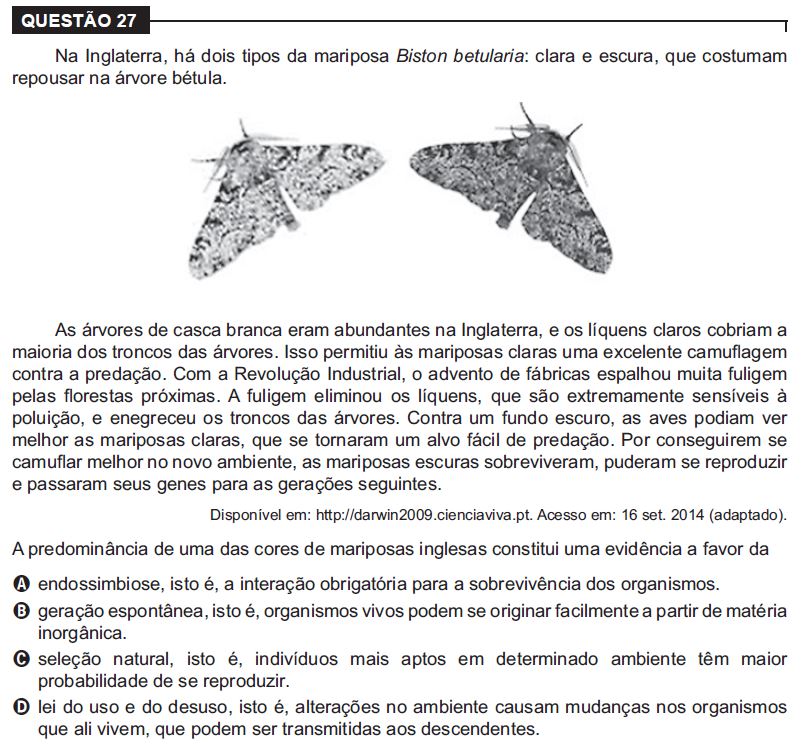 Questão de Ciências da Natureza 