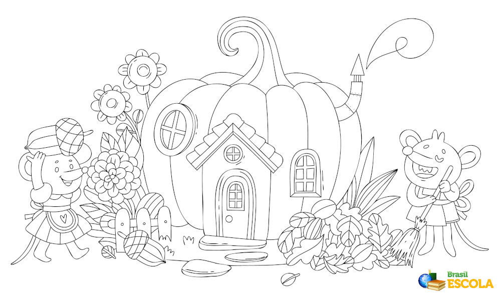 desenho para colorir casinha de abóbora