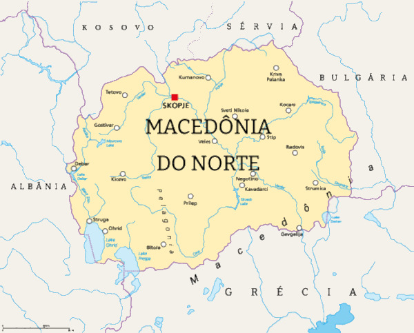 Mapa da Macedônia do Norte.