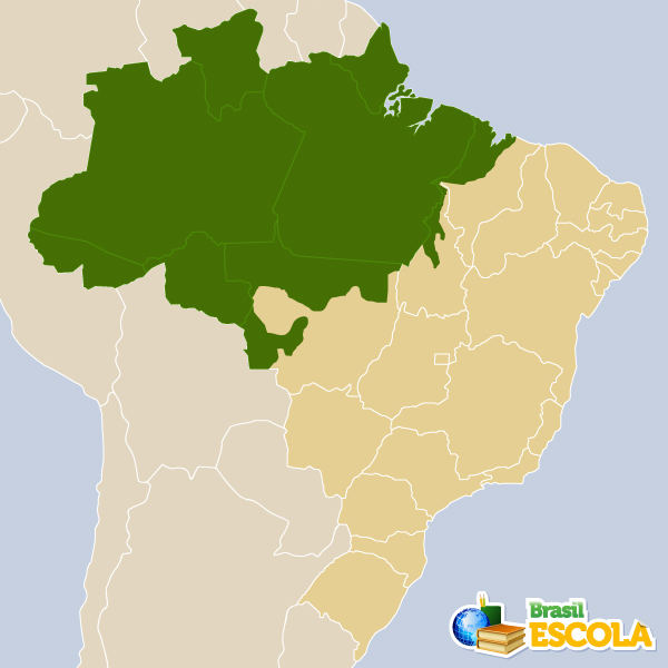 Mapa da Amazônia no Brasil.