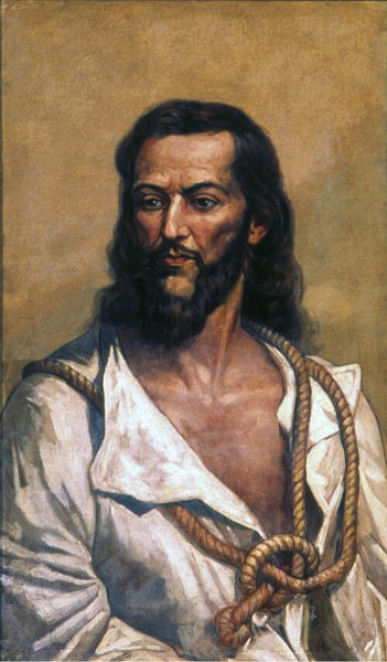 Pintura retratando Tiradentes, o único dos envolvidos na Inconfidência Mineira (ou Conjuração Mineira) a ser condenado à morte.
