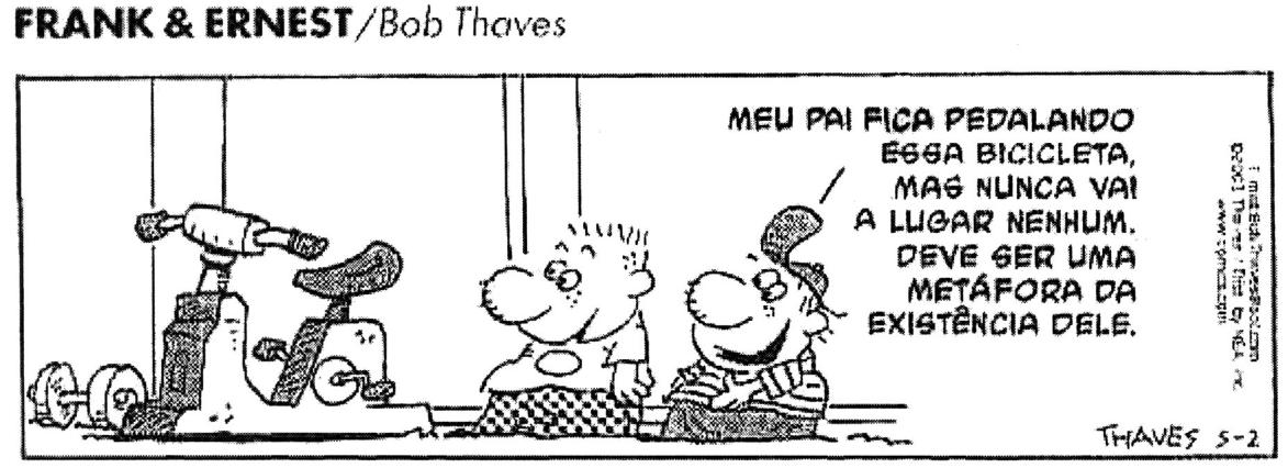 Tirinha exemplificando uma metáfora.