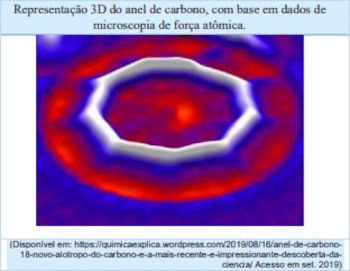 Representação em 3D de anel de carbono.