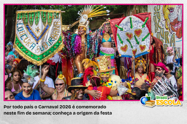 Foto de bloco de carnaval no Rio de Janeiro. Texto: título da notícia