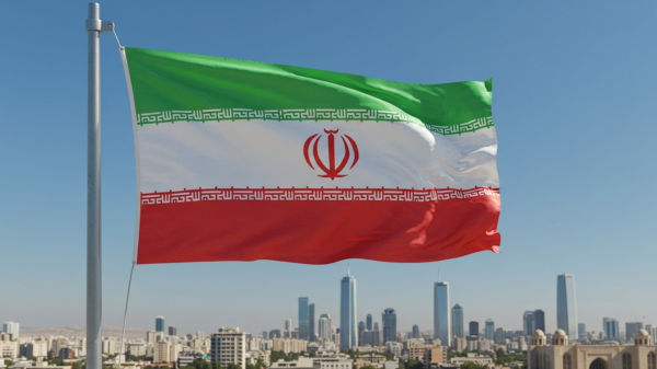 Bandeira do Irã fazendo alusão ao fato de que a Pérsia virou Irã.