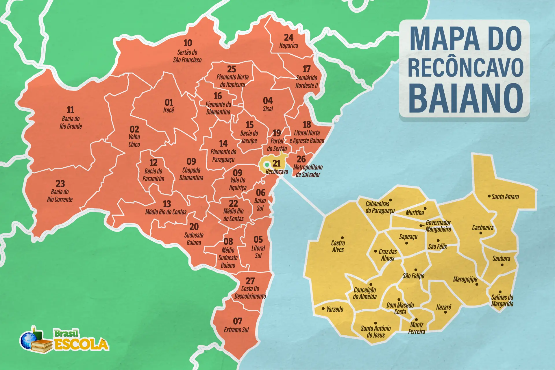 Mapa do Recôncavo Baiano. 
