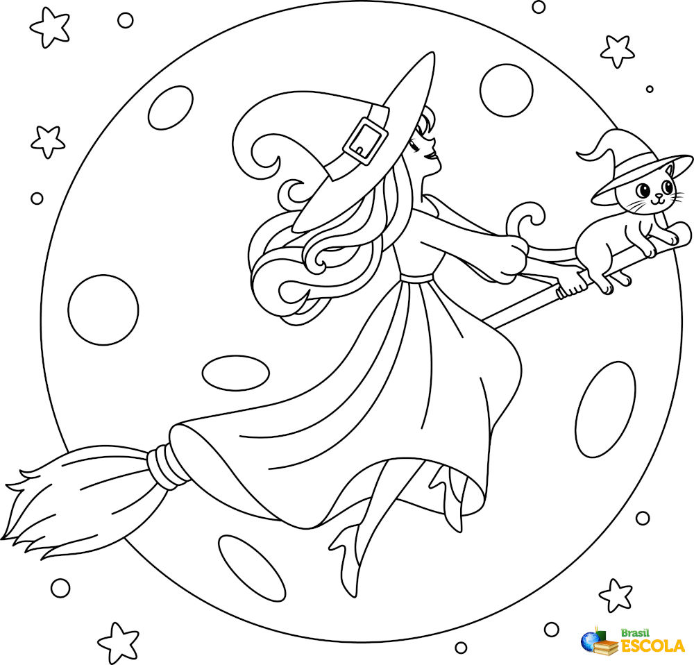 Desenho de bruxinha para colorir