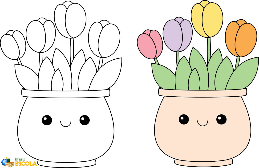 Desenho de um vaso de flores para colorir