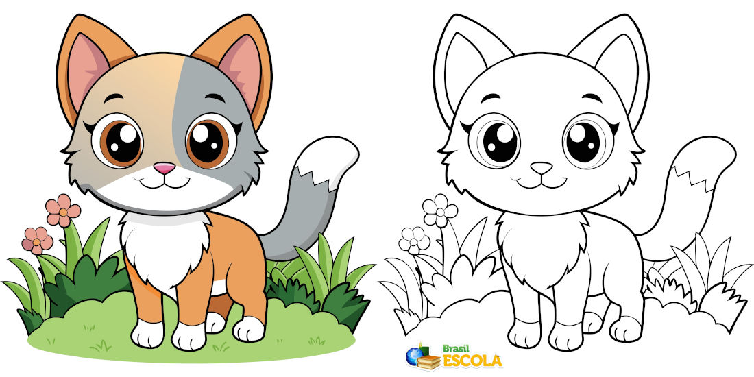 Desenho de gatinho para coloriri