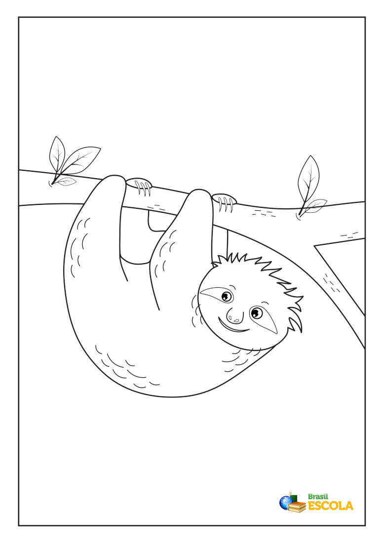 Desenho de um bicho-preguiça para pintar