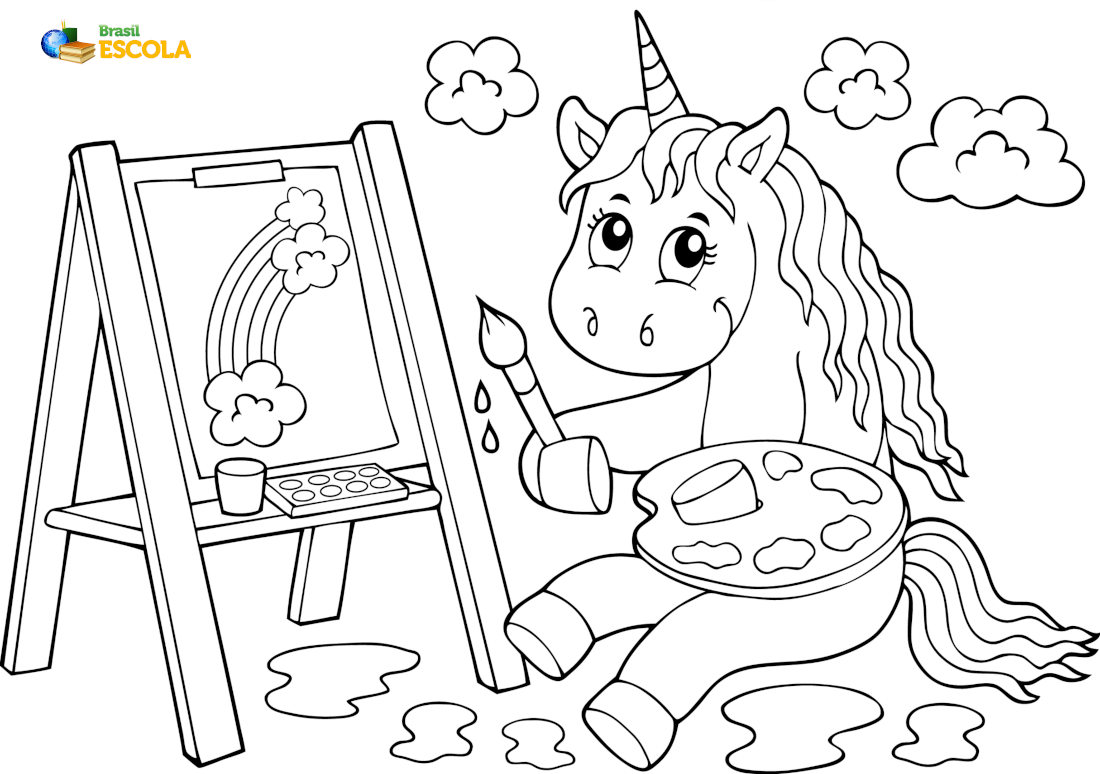 Desenho de um unicórnio para pintar