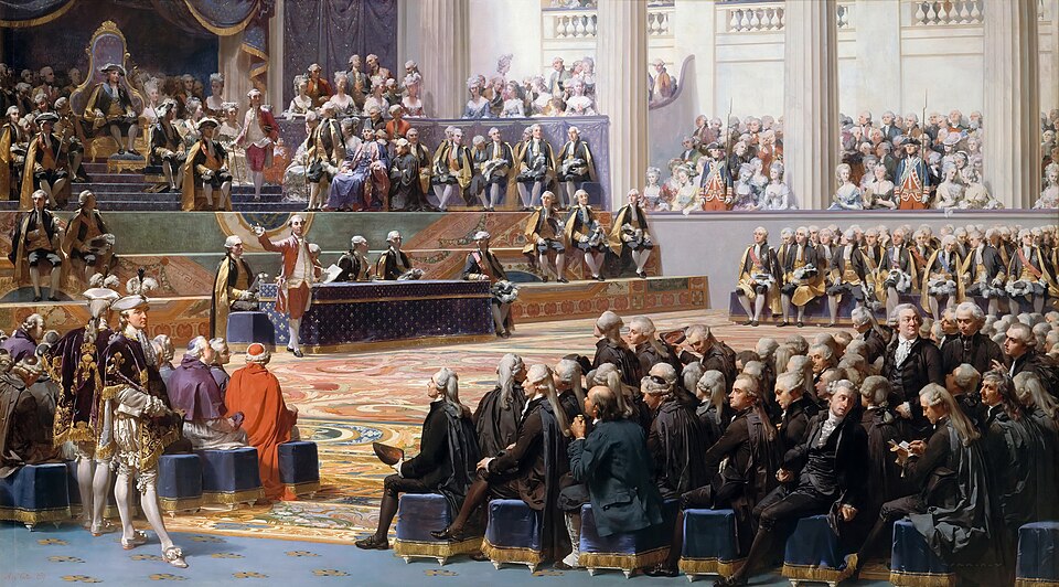 Pintura retratando a Assembleia Geral no período que antecedeu a Tomada da Bastilha (ou Queda da Bastilha).