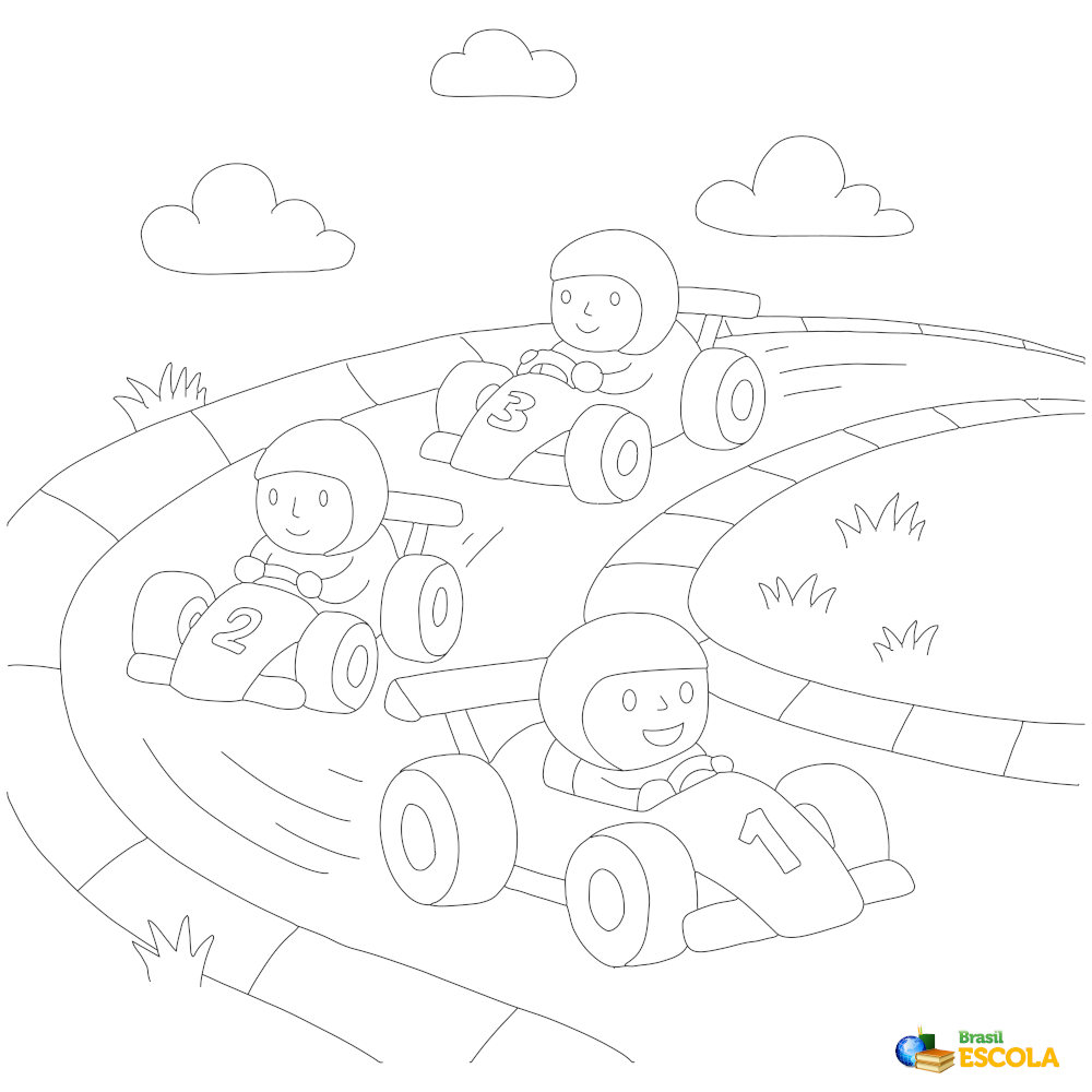 desenho de uma corrida de kart para pintar