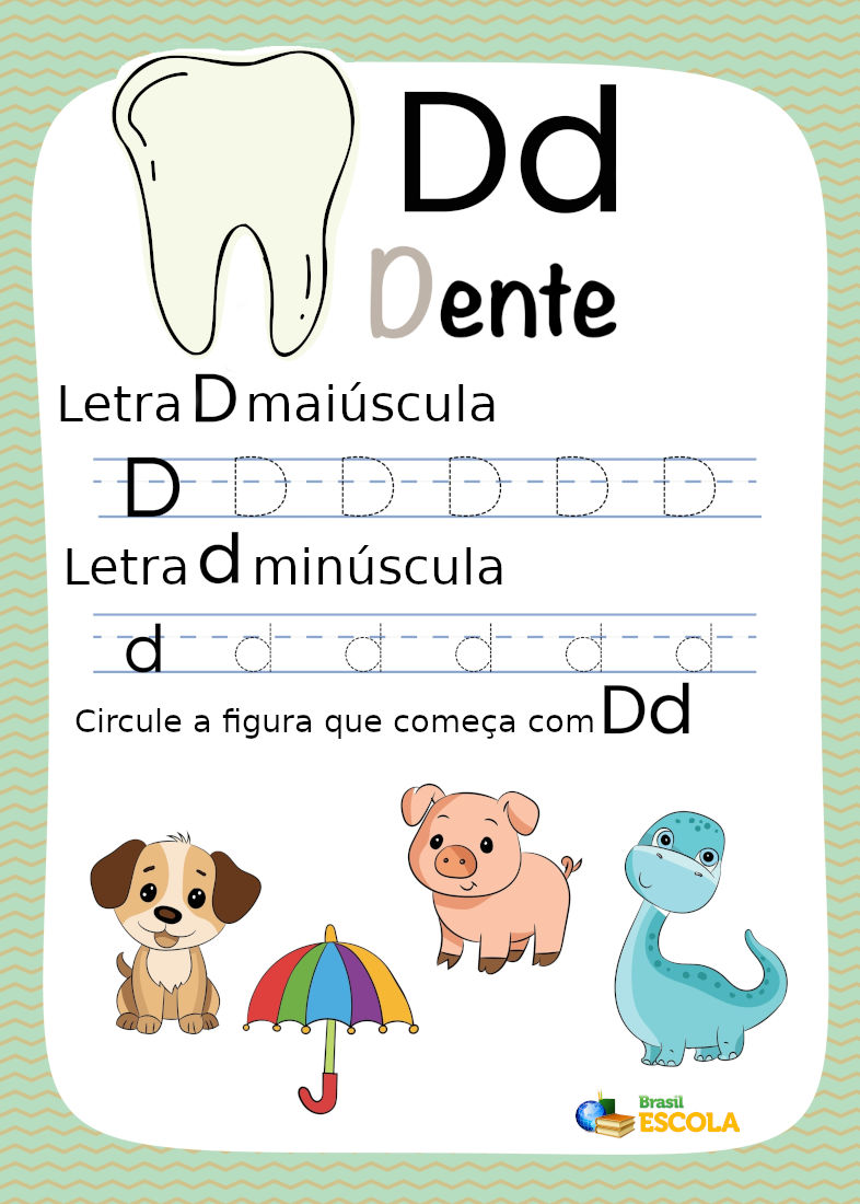 caligrafia da letra d para imprimir