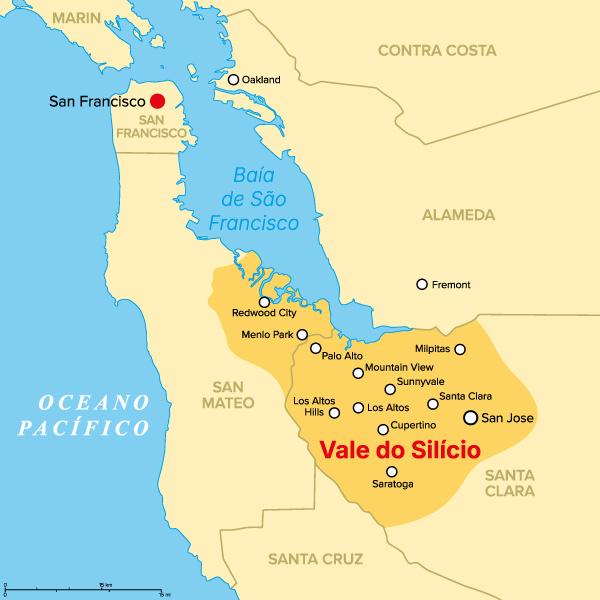 Mapa do Vale do Silício.