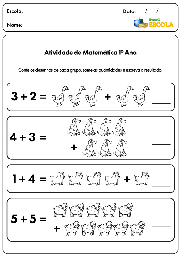 Atividade de Matemática para 1º ano Ensino Fundamental.