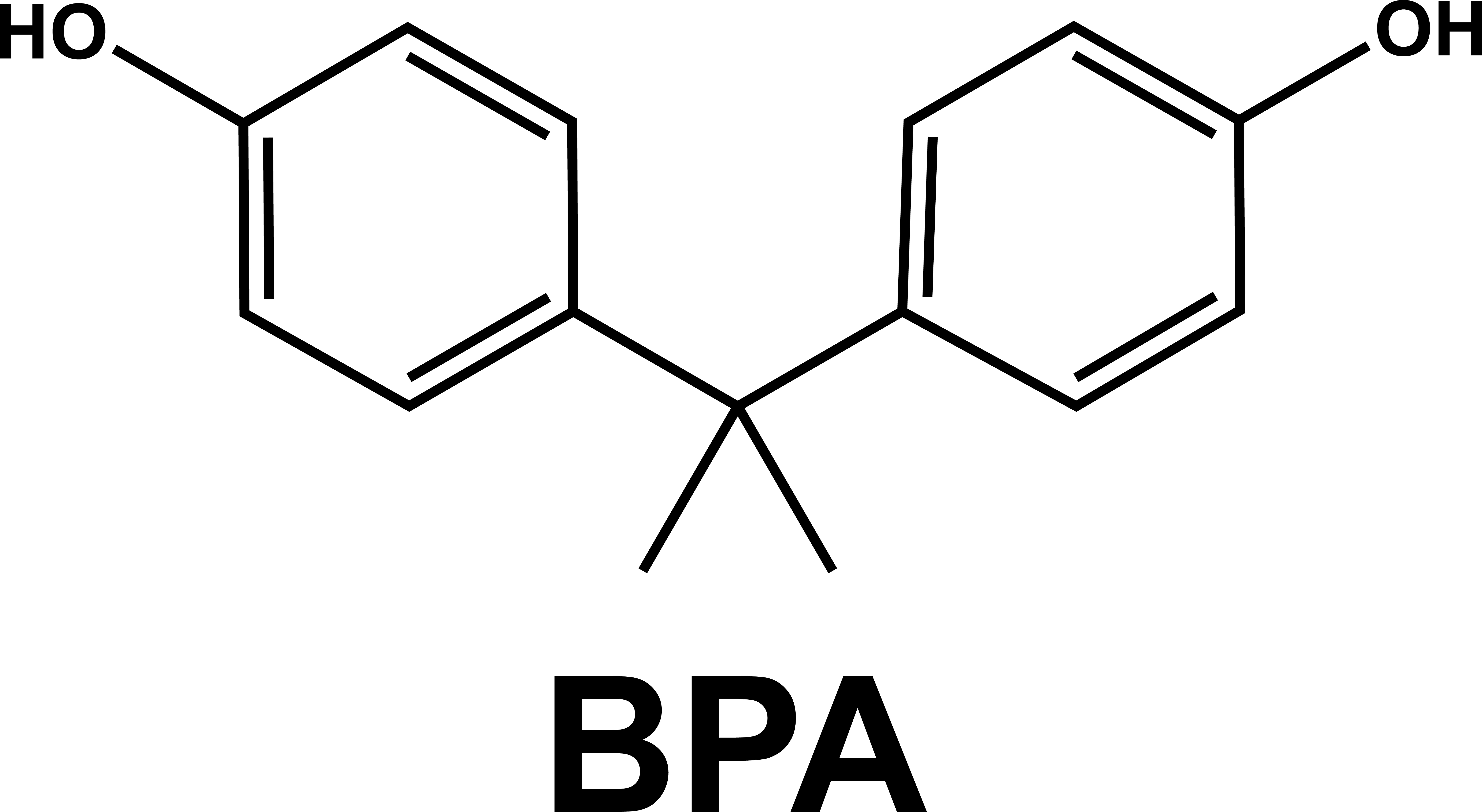 F&oacute;rmula estrutural do bisfenol A (BPA). [imagem_principal]