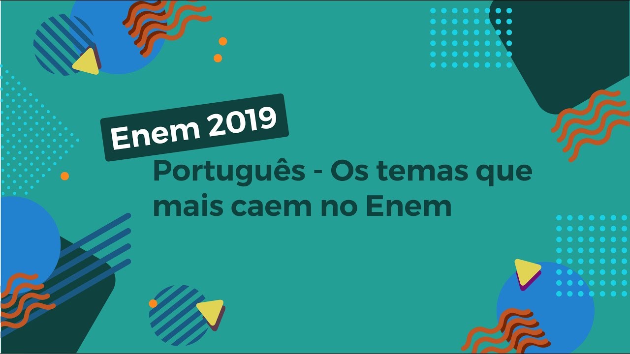 Escrito"Português – Os temas que mais caem no Enem" em fundo verde.