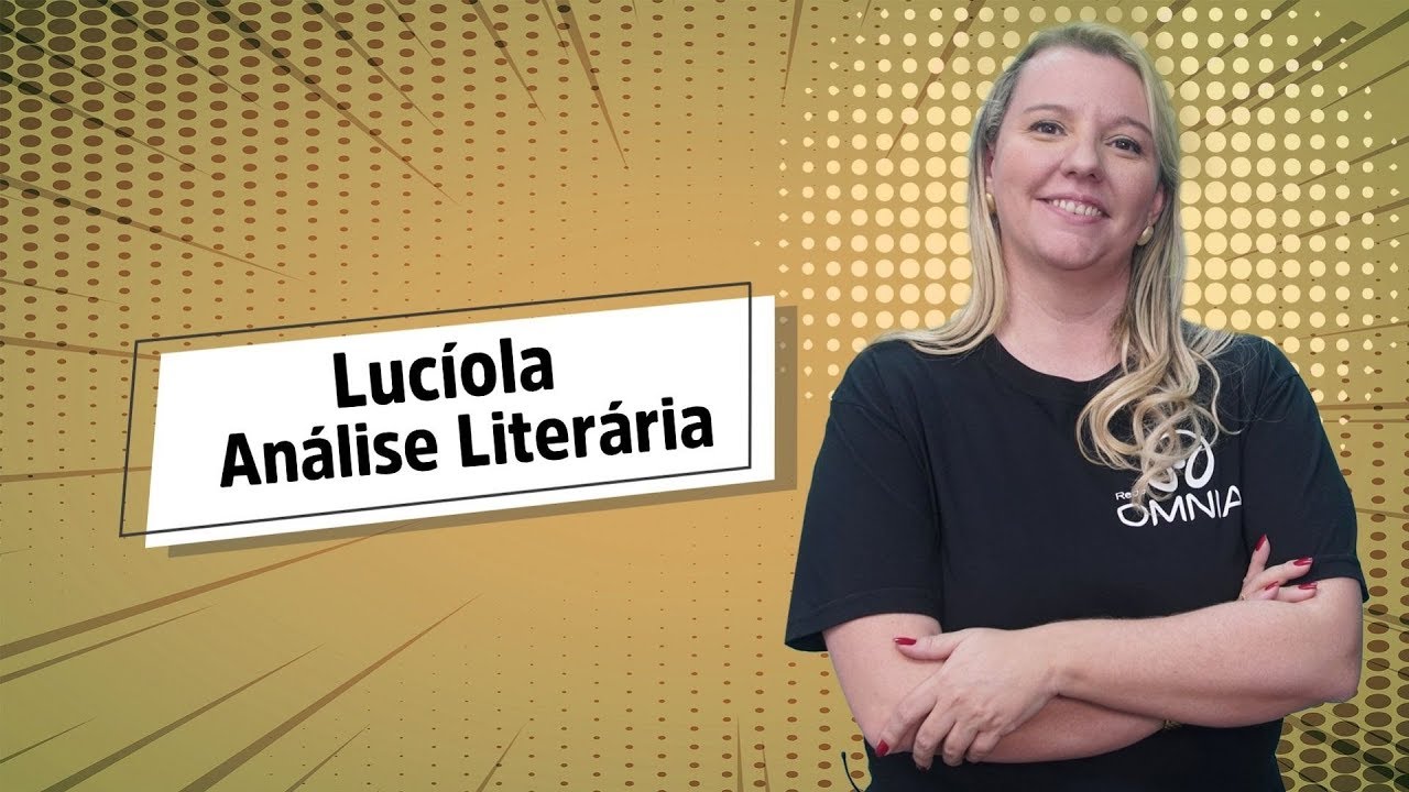 "Lucíola | Análise Literária" escrito sobre fundo amarelo ao lado da imagem da professora