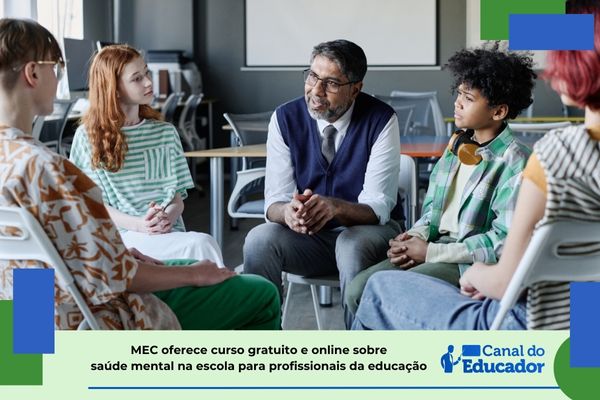 Curso de saúde mental nas escolas Professor ao redor de adolescentes