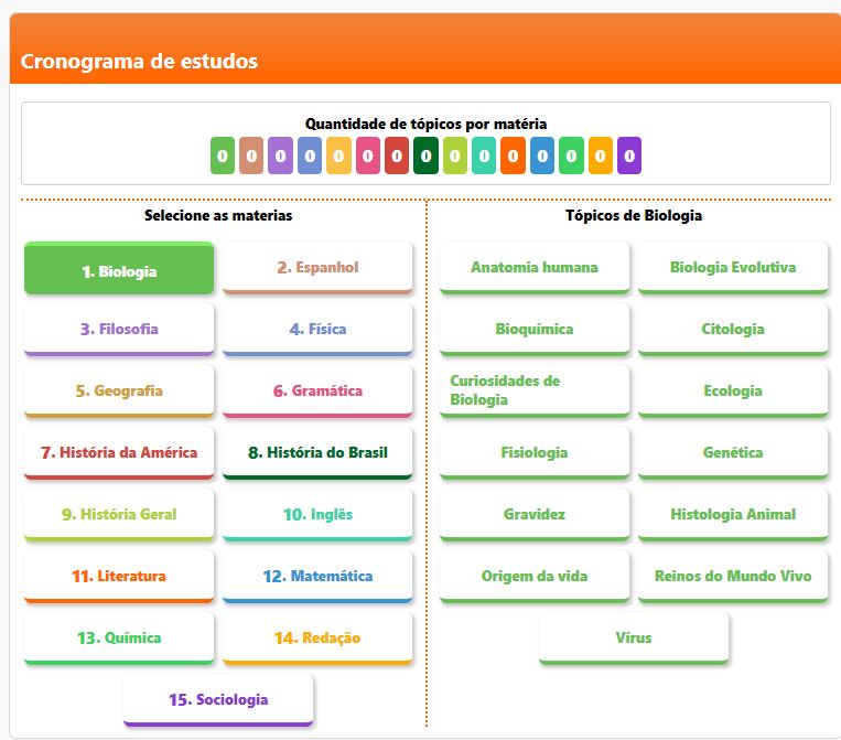 Ferramenta que cria cronogramas de estudo para o Enem do Brasil Escola