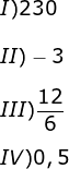 Sequência com os números 230; -3; 12/6; 0,5.