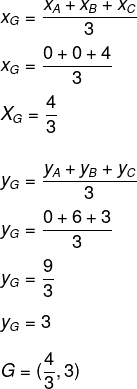 Cálculo de coordenadas do baricentro