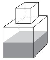 Ilustração de um pequeno cubo sobre um cubo maior.