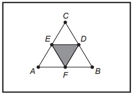  Ilustração de um triângulo ABC com segmentos ligando seus pontos médios.