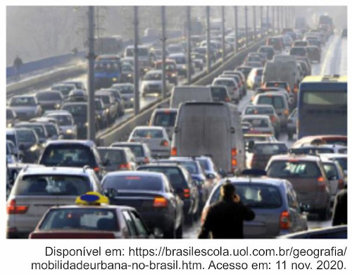 Congestionamento em uma avenida, evidenciando a problemática mobilidade urbana existente no Brasil.