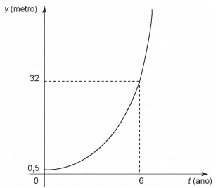 Gráfico de uma função exponencial em uma questão do Enem sobre equação exponencial. 