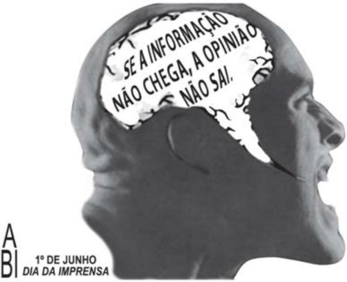 Propaganda da Associação Brasileira de Imprensa (ABI) em questão do Enem sobre interpretação de texto.