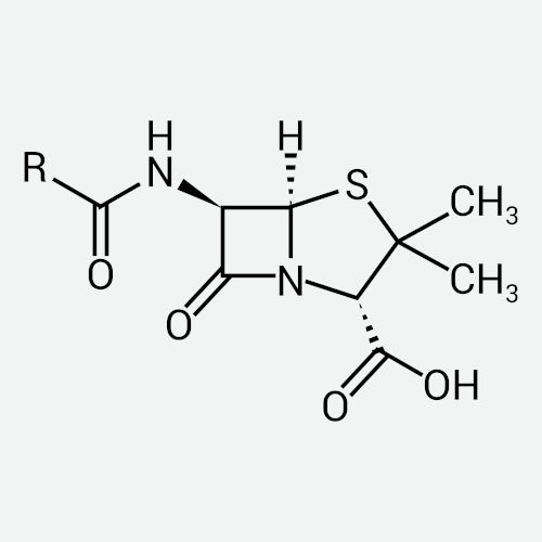 Molécula da penicilina em questão sobre funções orgânicas.