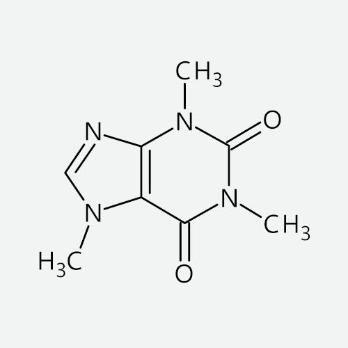 Molécula da cafeína em uma questão sobre funções orgânicas.