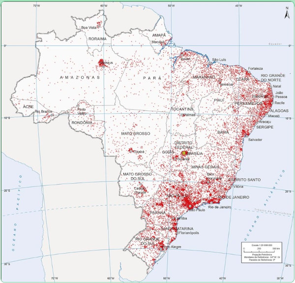 Mapa do IBGE em exercício da Unicamp sobre território brasileiro.