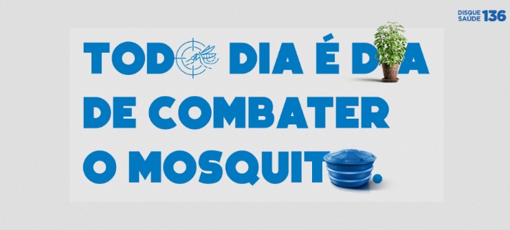Campanha de combate à dengue em exercício sobre linguagem verbal e sobre linguagem não verbal.