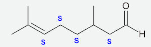 Resolução de exercício sobre classificação de carbono com a estrutura da citronelal.