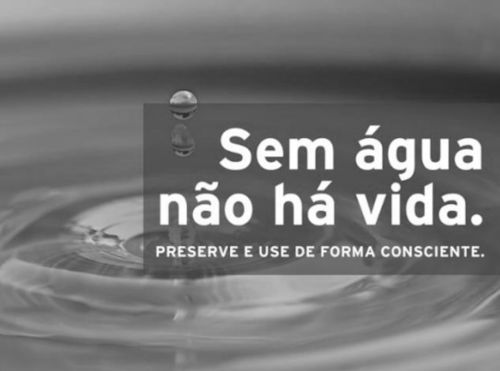 Campanha sobre o uso consciente da água em questão de vestibular sobre as funções da linguagem.
