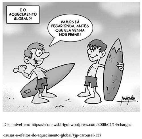 Charge sobre o aquecimento global em exercício da Amauc sobre aquecimento global.