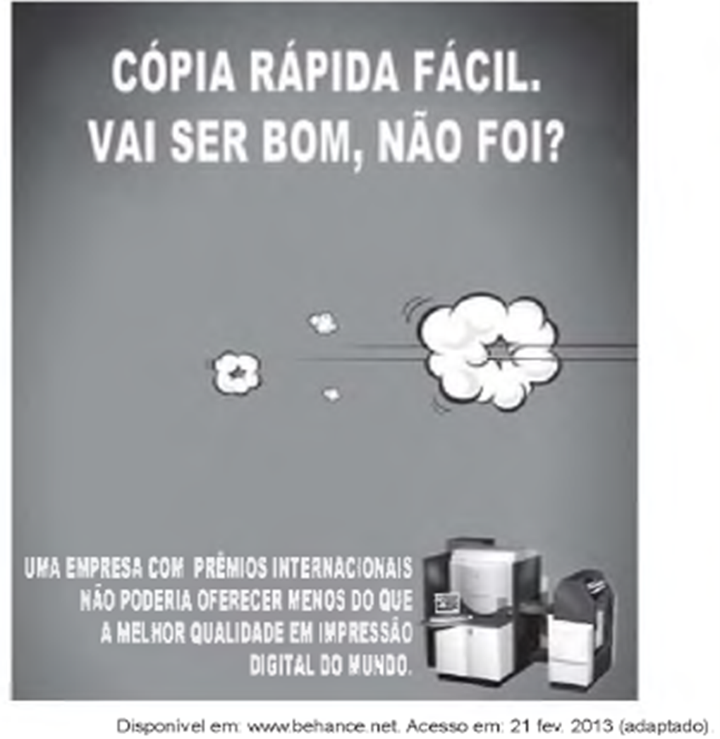 Anúncio de uma copiadora em exercícios sobre tempos e modos verbais.