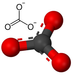 Fórmulas do radical carbonato, um ânion bivalente