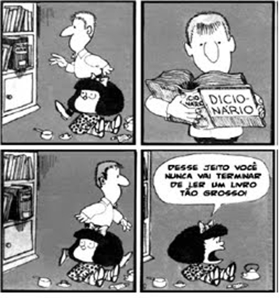 Mafalda é uma garotinha de seis anos que sempre lança perguntas desconcertantes para os adultos