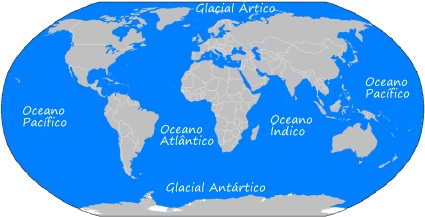 Mapa genérico dos oceanos da Terra