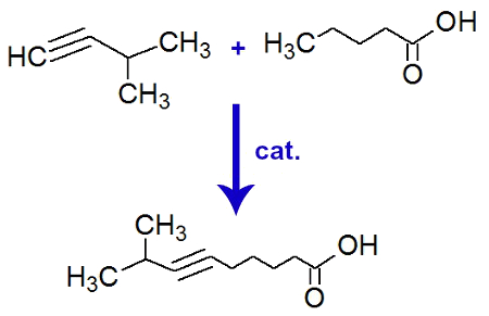 Equação de formação do ácido 8-metil-non-6-inoico
