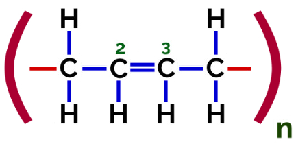 Fórmula estrutural do polibutadieno